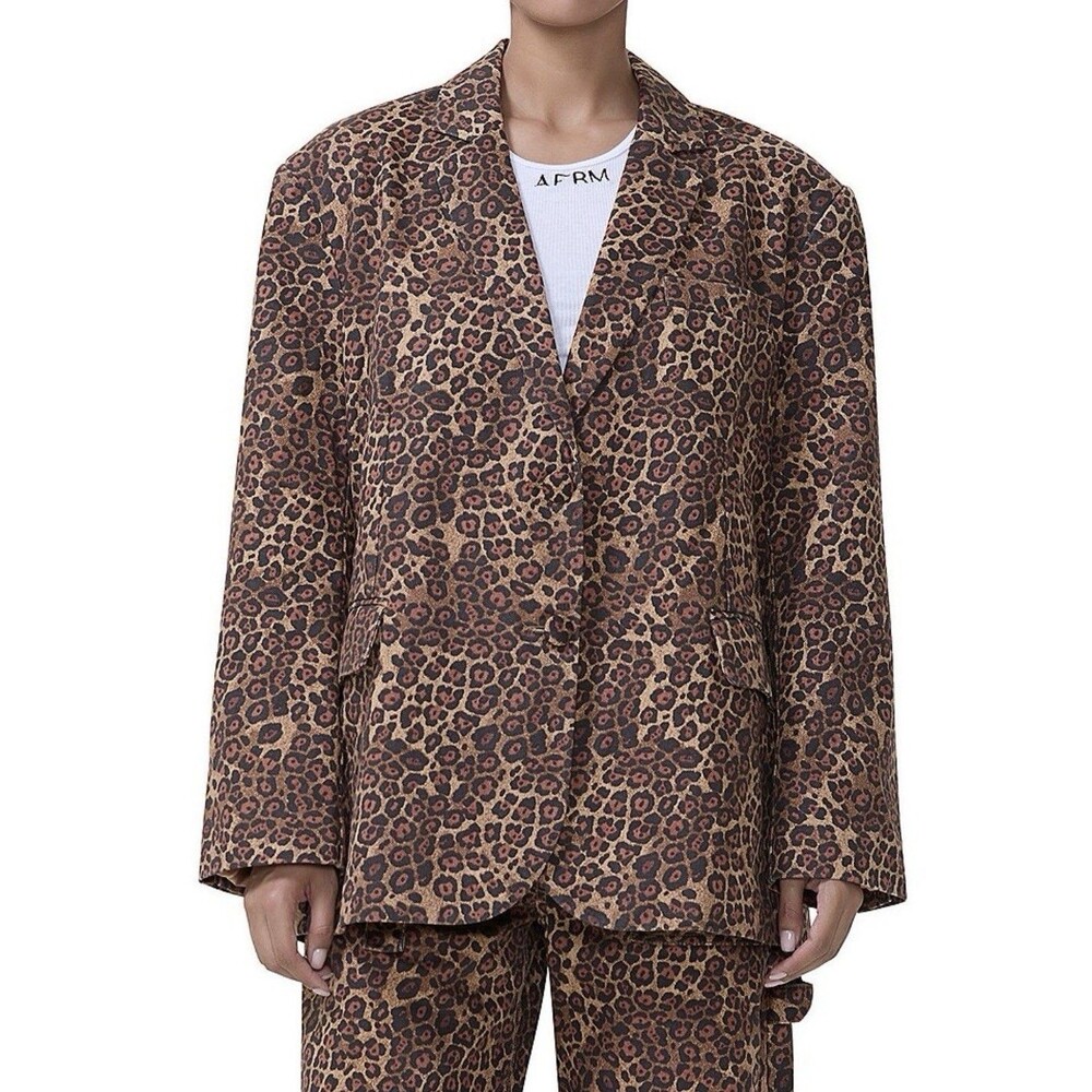 AFRM Joette Jean Blazer Rock Leopard Womens XXL Oversized Fall Winter Business